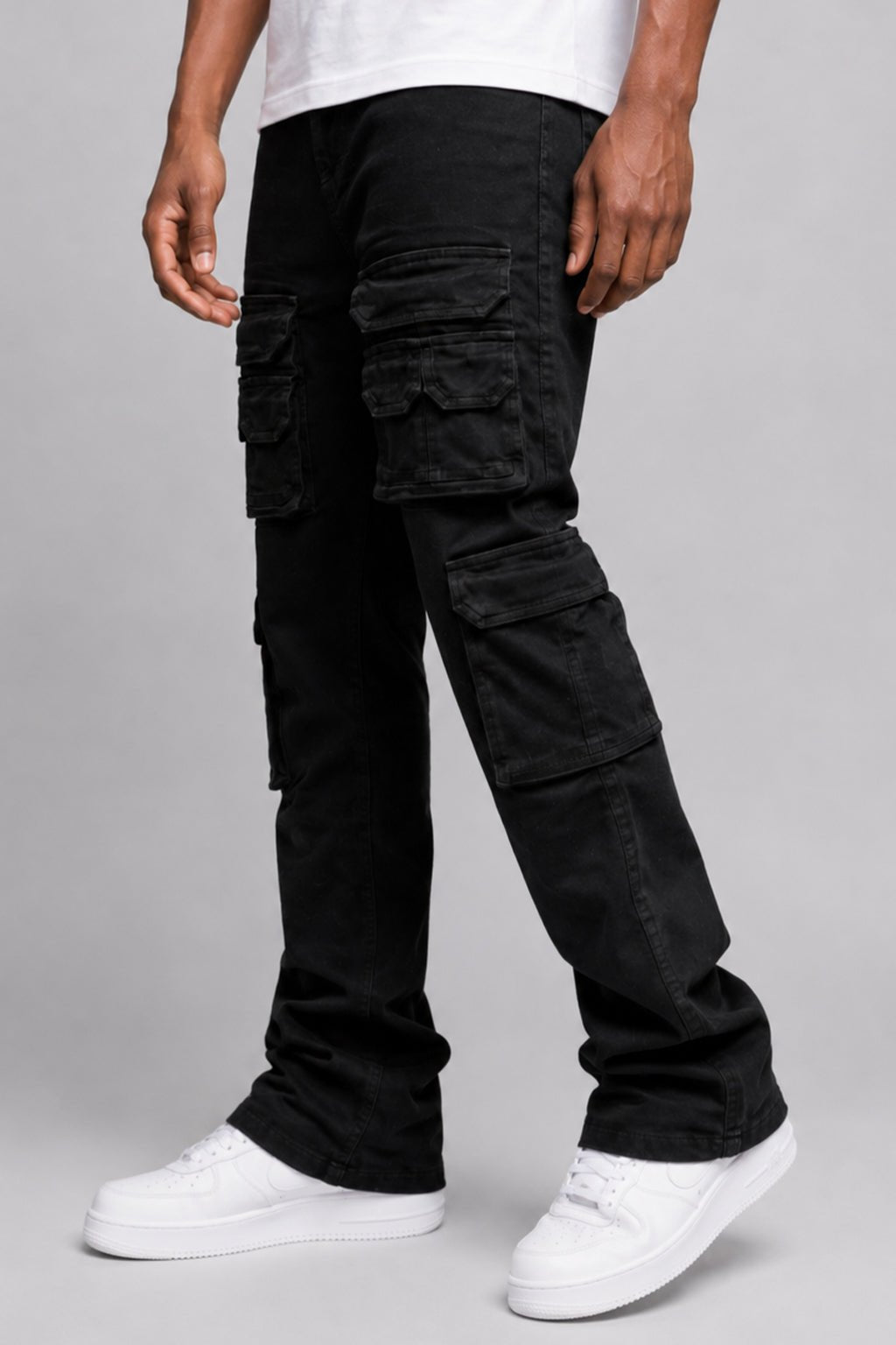 Oxford Cargo Stacked Denim (Jet Black) - Zamage
