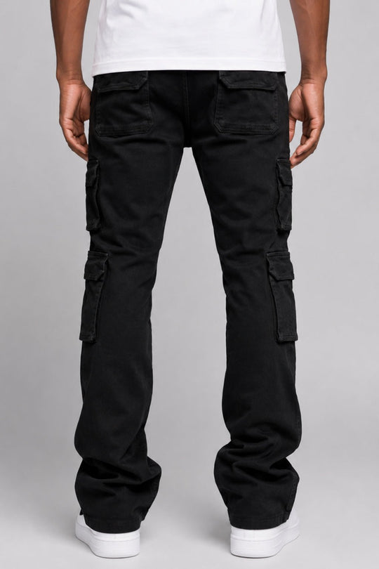 Oxford Cargo Stacked Denim (Jet Black) - Zamage