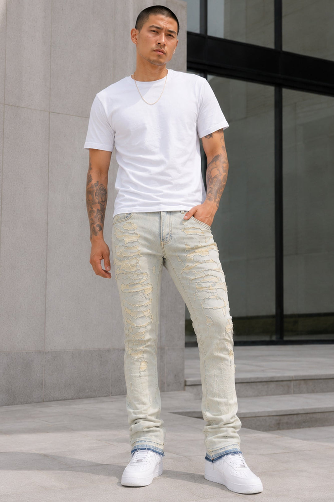 Phantom Stacked Denim (Bleach Wash) (M8204D) - Zamage