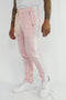 Premium Side Stripe Zip Pocket Track Pants (Pink - White) - Zamage