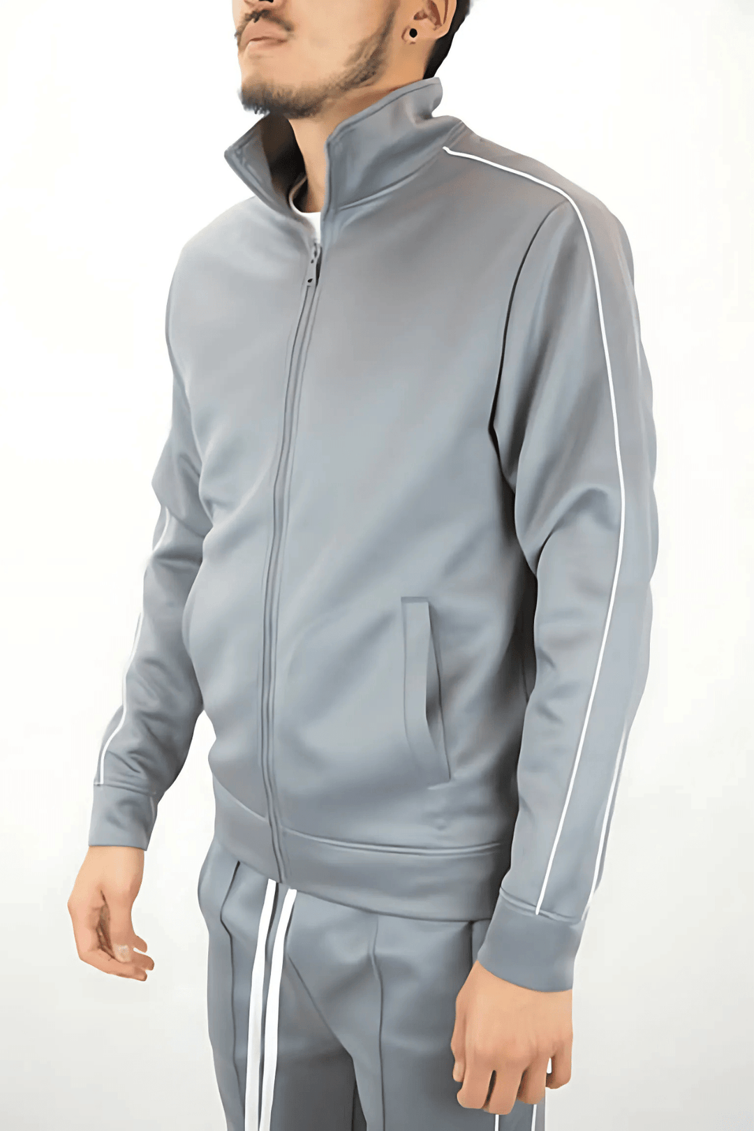 Piping Track Jacket (Grey) - Zamage