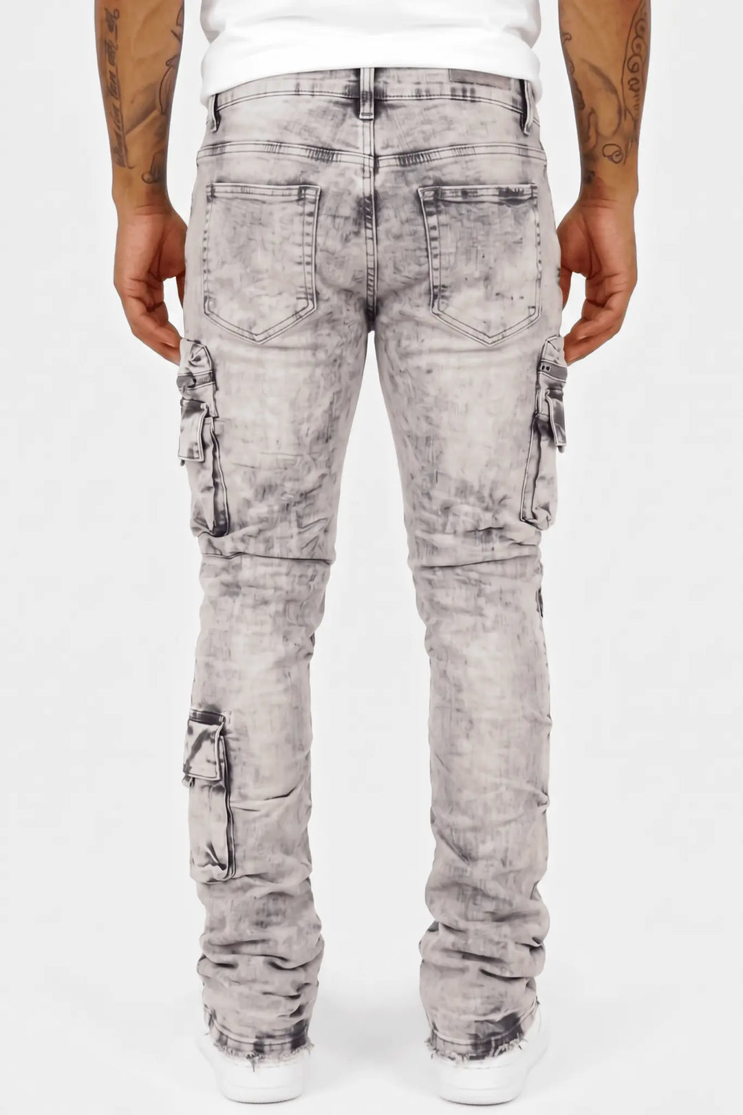 Pocketed Stacked Denim (Grey) - Zamage