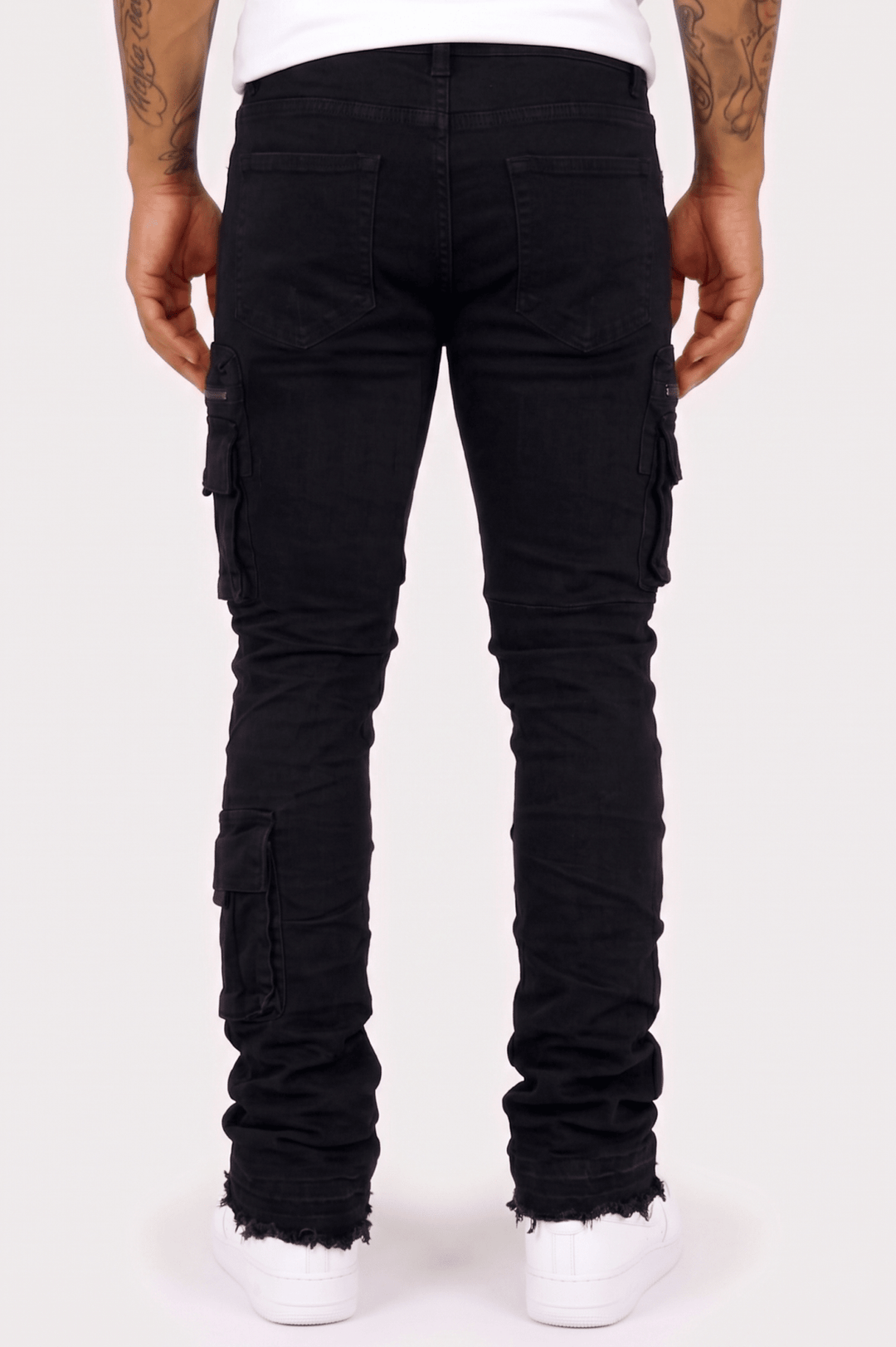 Pocketed Stacked Denim (Jet Black) (L7094) - Zamage