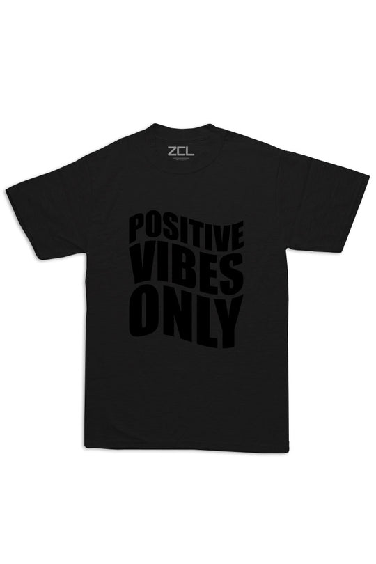 Oversized Positive Vibes Only Tee (Black Logo) - Zamage