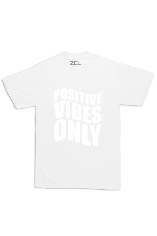 Oversized Positive Vibes Only Tee (White Logo) - Zamage
