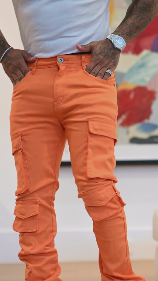 Vortex Cargo Stacked Denim (Orange)