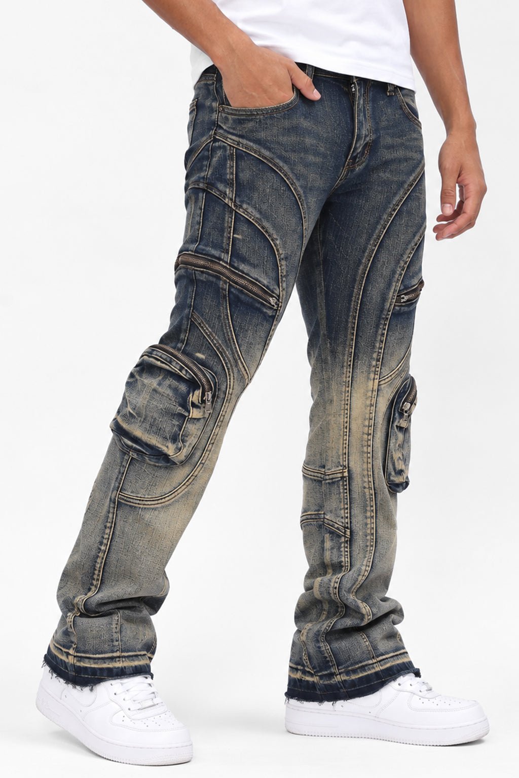 Prime Time Stacked Jeans (Indigo Wash) - Zamage