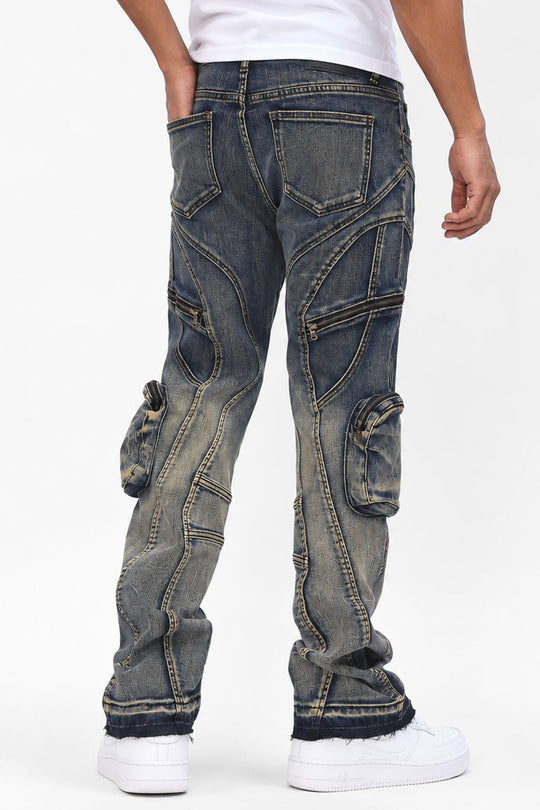 Prime Time Stacked Jeans (Indigo Wash) - Zamage