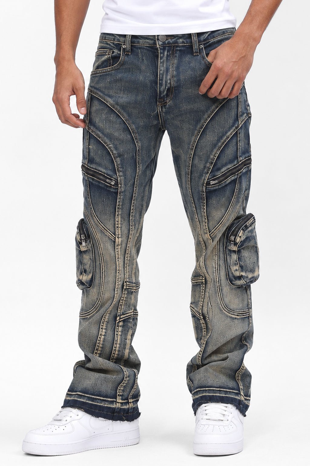 Prime Time Stacked Jeans (Indigo Wash) - Zamage