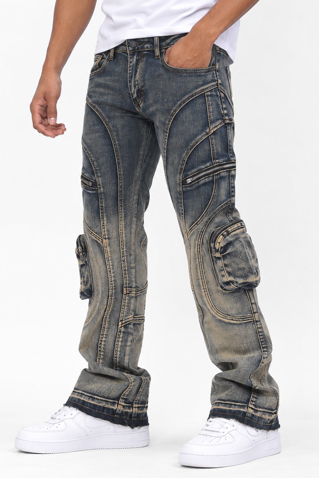 Prime Time Stacked Jeans (Indigo Wash) - Zamage