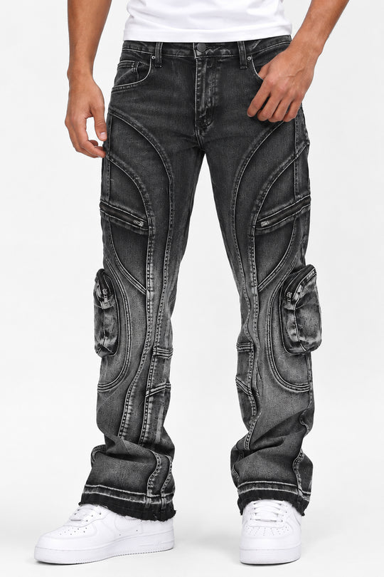 Prime Time Stacked Jeans (Black Wash)