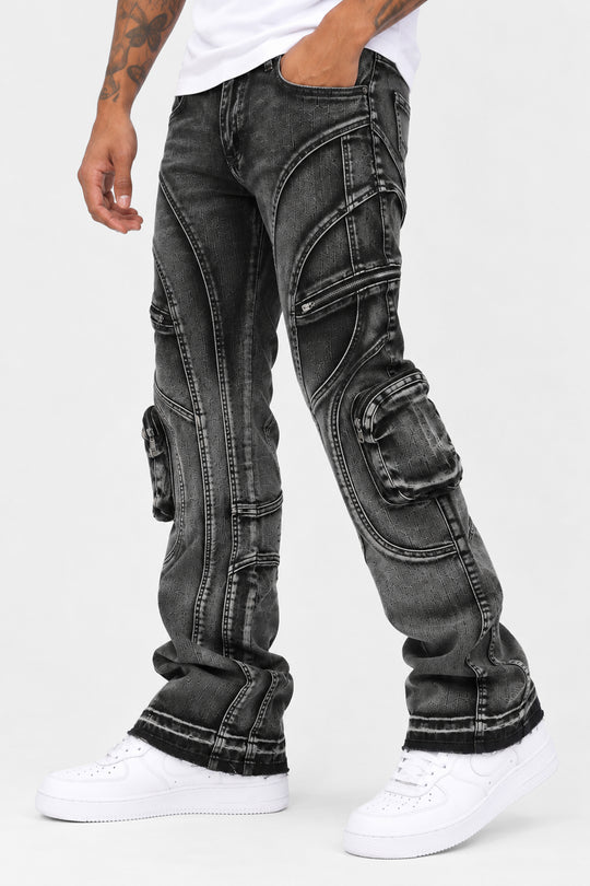 Prime Time Stacked Jeans (Black Wash)