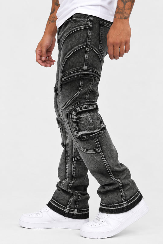 Prime Time Stacked Jeans (Black Wash)