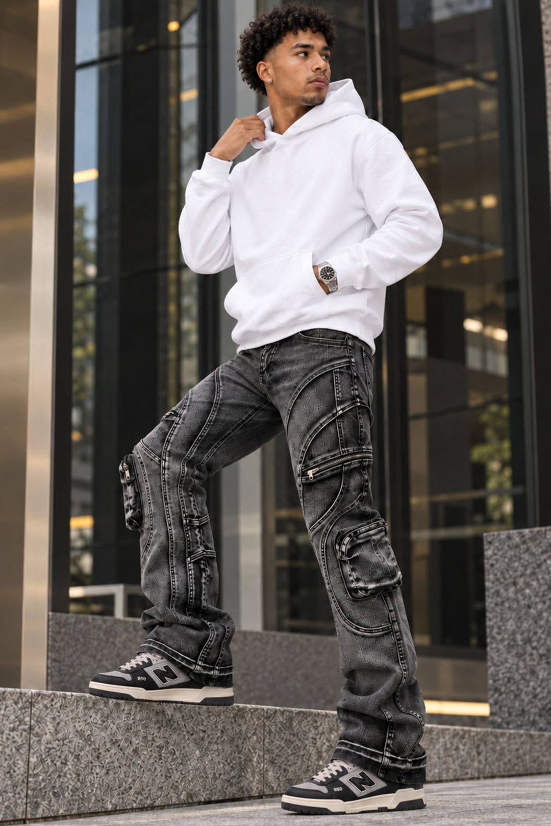 Prime Time Stacked Jeans (Black Wash)