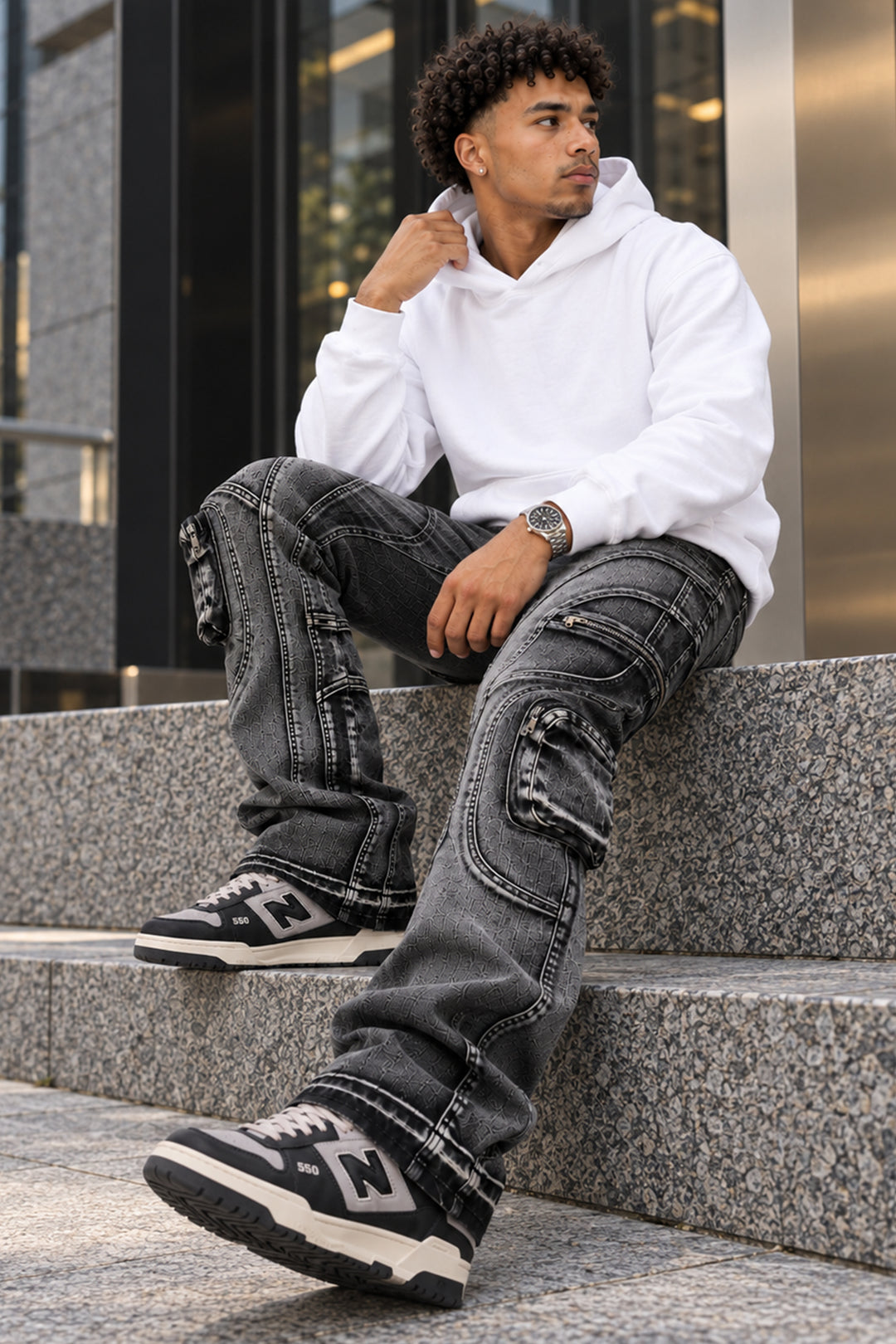 Prime Time Stacked Jeans (Black Wash)