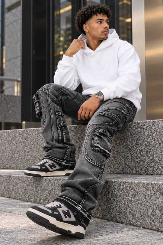 Prime Time Stacked Jeans (Black Wash)