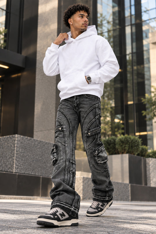 Prime Time Stacked Jeans (Black Wash)