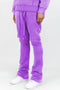 Acid Washed Fleece Stacked Pant (Purple)