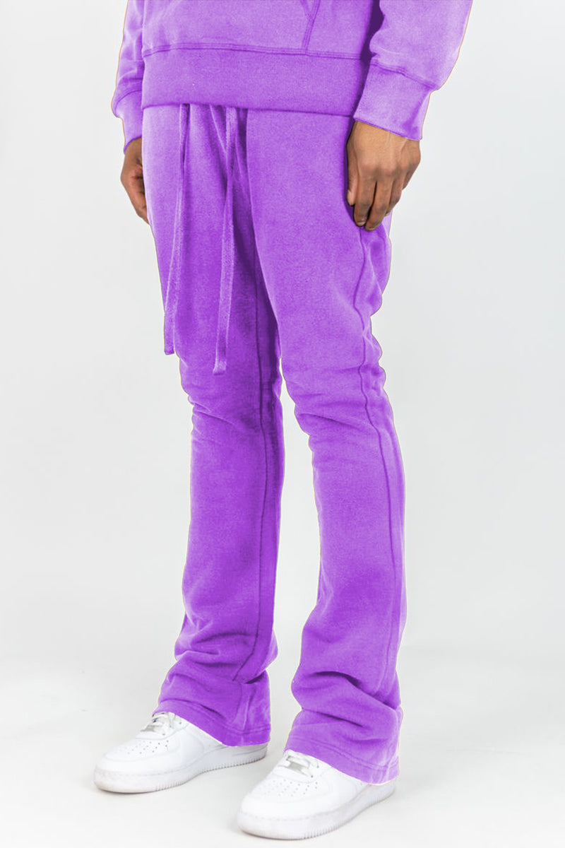 Acid Washed Fleece Stacked Pant (Purple)