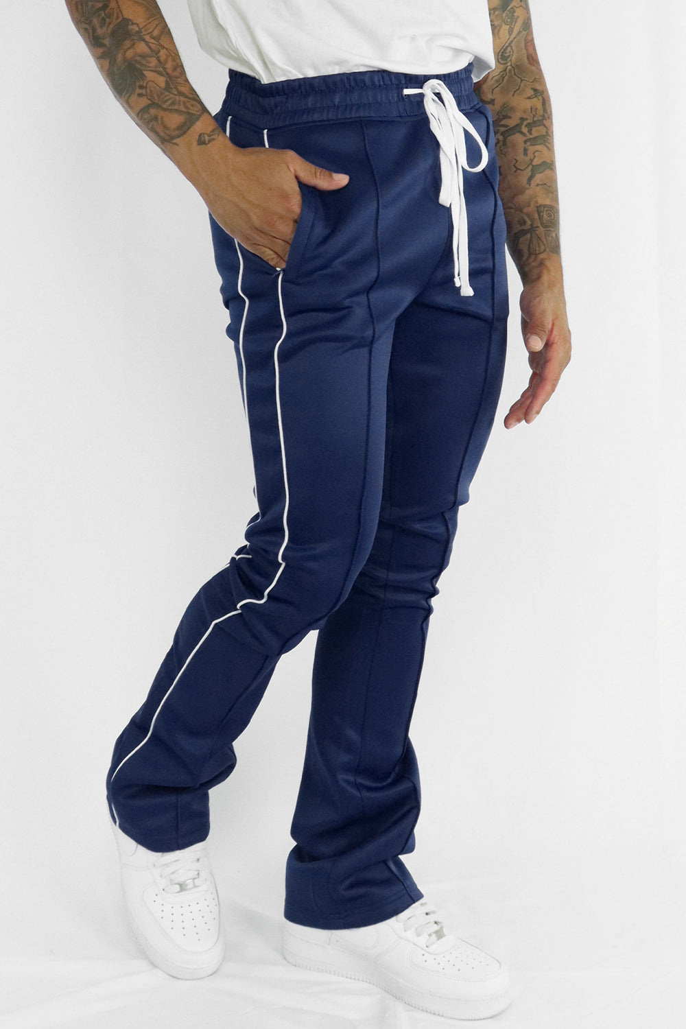 Stacked Track Pants (Navy) (100-470)