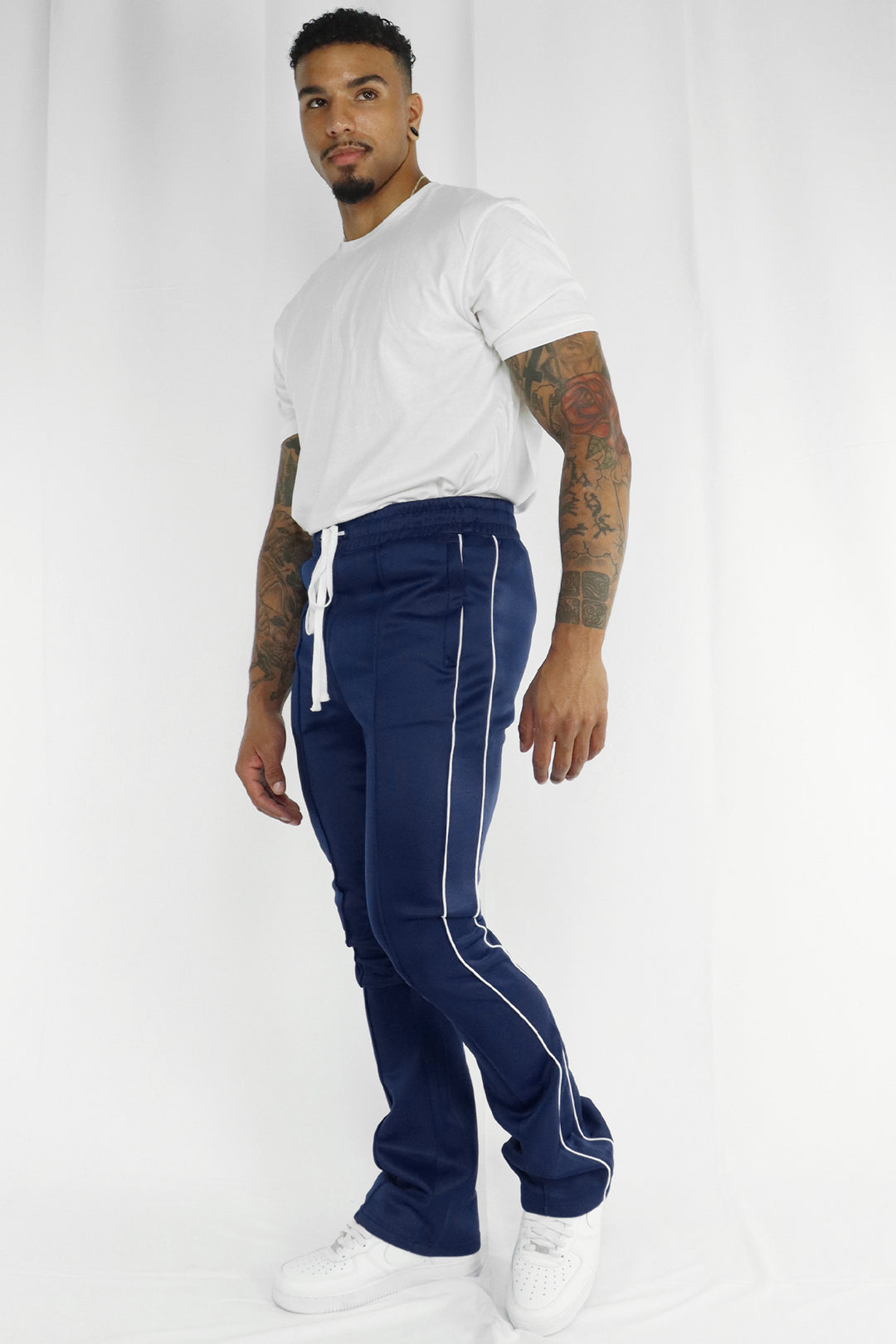 Stacked Track Pants (Navy) (100-470)