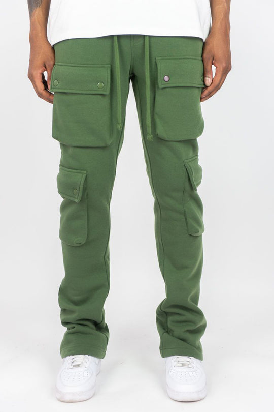 Stacked Cargo Fleece Pant (Olive)