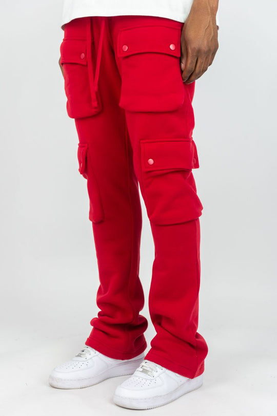 Stacked Cargo Fleece Pant (Red) (100-476)