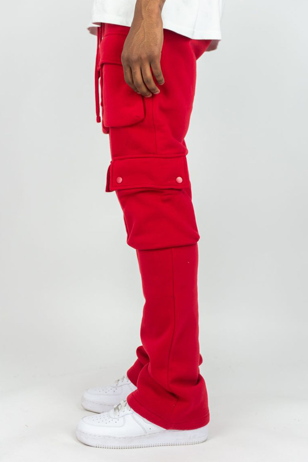 Stacked Cargo Fleece Pant (Red) (100-476)