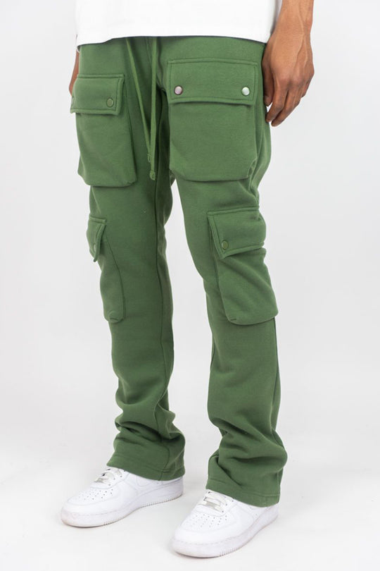 Stacked Cargo Fleece Pant (Olive)