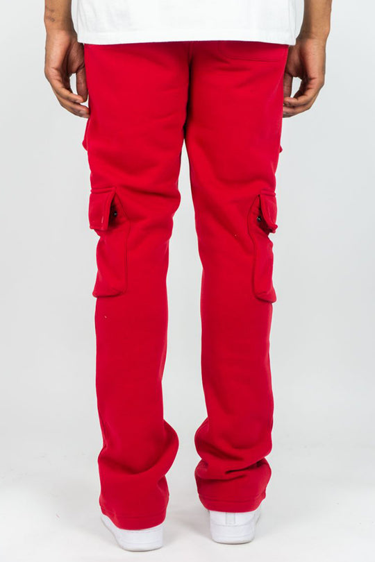 Stacked Cargo Fleece Pant (Red) (100-476)