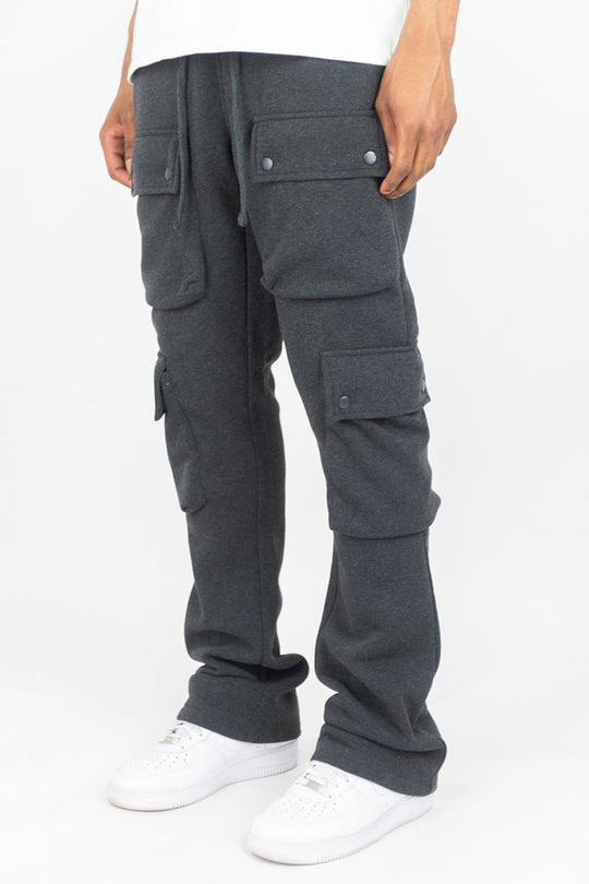 Stacked Cargo Fleece Pant (Charcoal) (100-476)