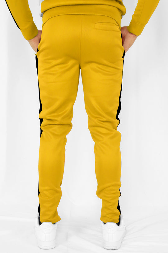 Outside Solid One Stripe Track Pants (Golden Yellow - Black) - Zamage
