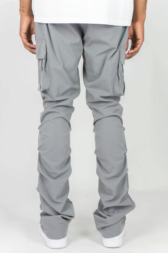 Solid Cargo Stacked Pant (Grey)