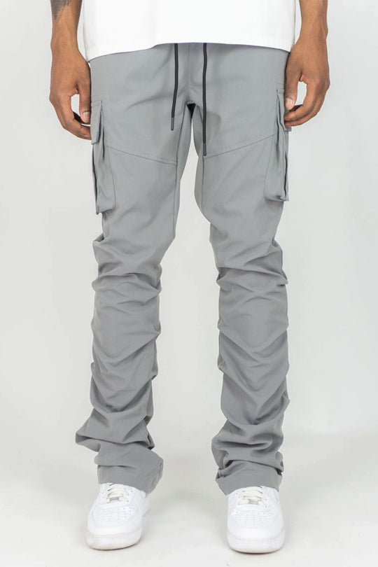 Solid Cargo Stacked Pant (Grey)