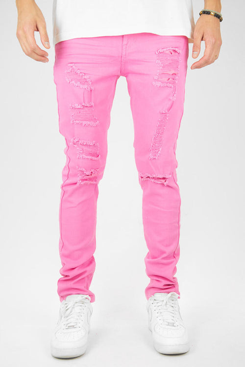 From The Trenches Ripped & Repaired Denim (Pink) (100-620) - Zamage