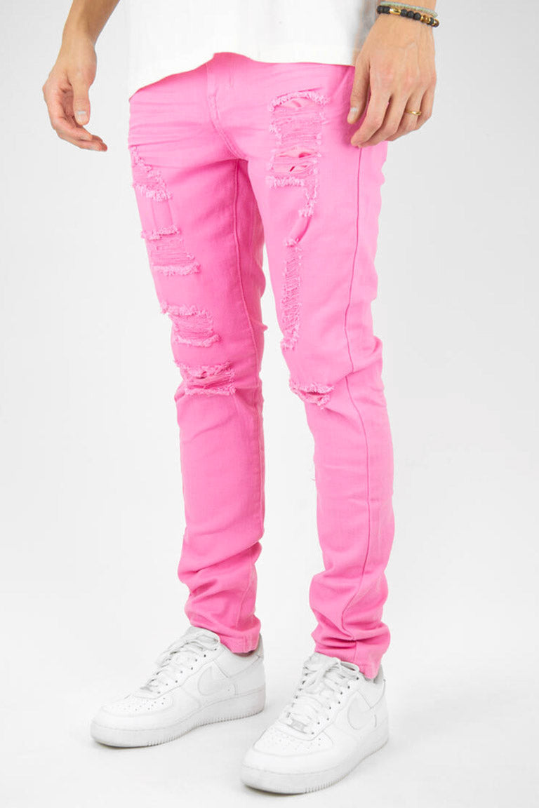 From The Trenches Ripped & Repaired Denim (Pink) (100-620) - Zamage