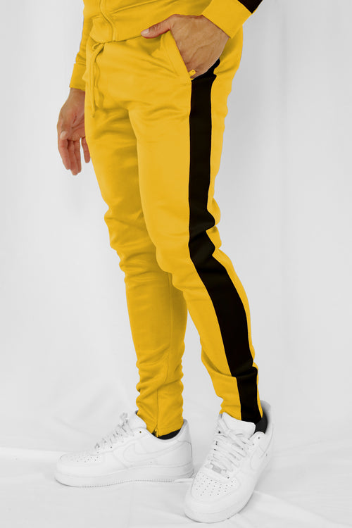Solid One Stripe Track Pants (Golden Yellow - Black) - Zamage
