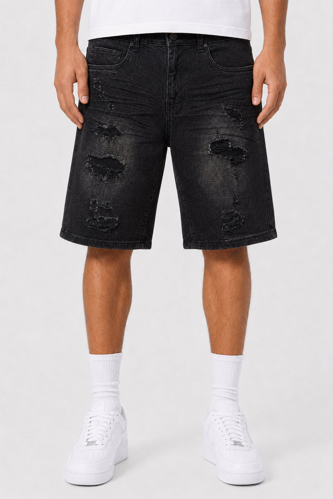 Recrafted Black Shorts (Black Wash) (M7617D) - Zamage