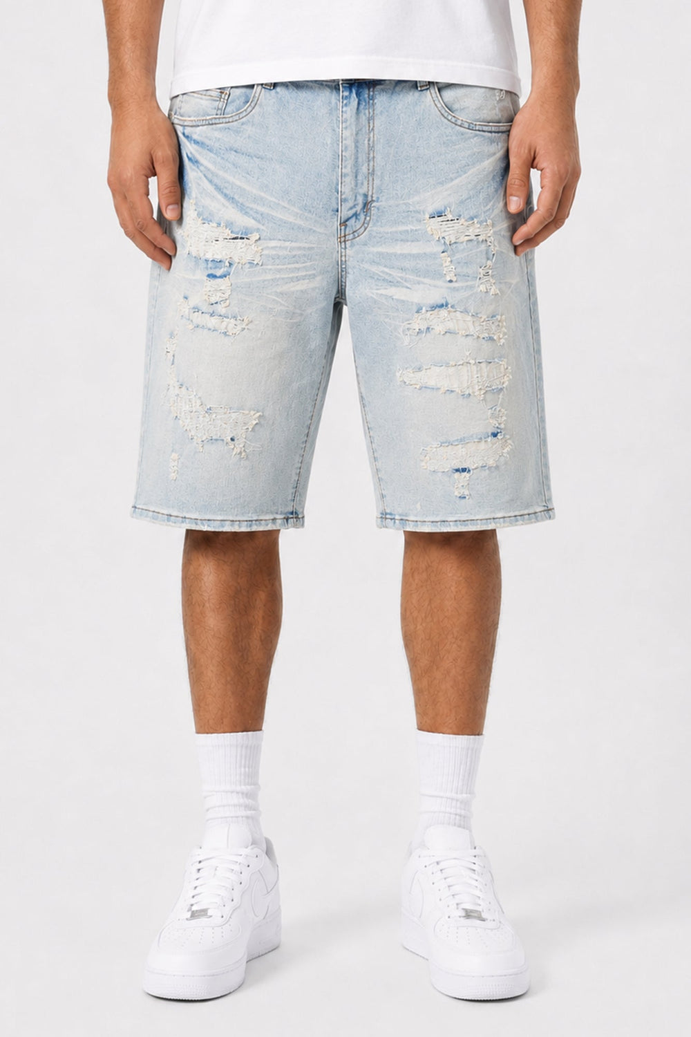 Recrafted Blues Shorts (Antique Blue Wash) (M7617D) - Zamage