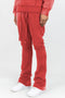 Acid Washed Fleece Stacked Pant (Red)