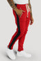 Premium Side Stripe Zip Pocket Track Pants (Red - Black)