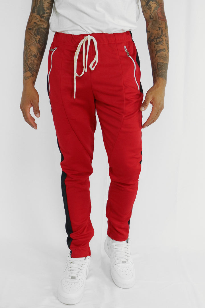 Striped Print Button Pocket Track Pants