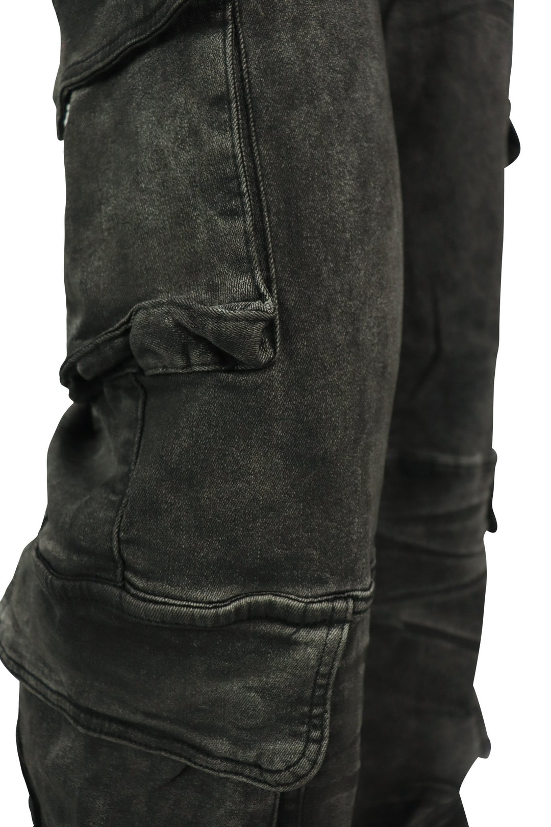 Relaxed Cargo Baggy Fit Denim (Black Bleach) (M8256D) - Zamage