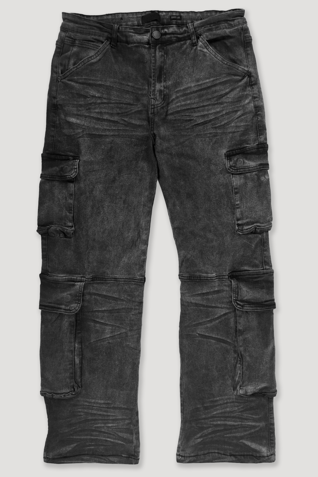 Relaxed Cargo Baggy Fit Denim (Black Bleach) (M8256D) - Zamage
