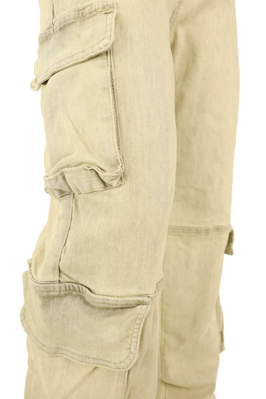 Relaxed Cargo Baggy Fit Denim (Grey Sand Wash) (M8256D) - Zamage
