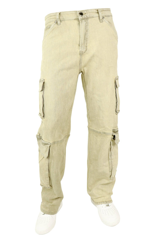Relaxed Cargo Baggy Fit Denim (Grey Sand Wash) (M8256D) - Zamage