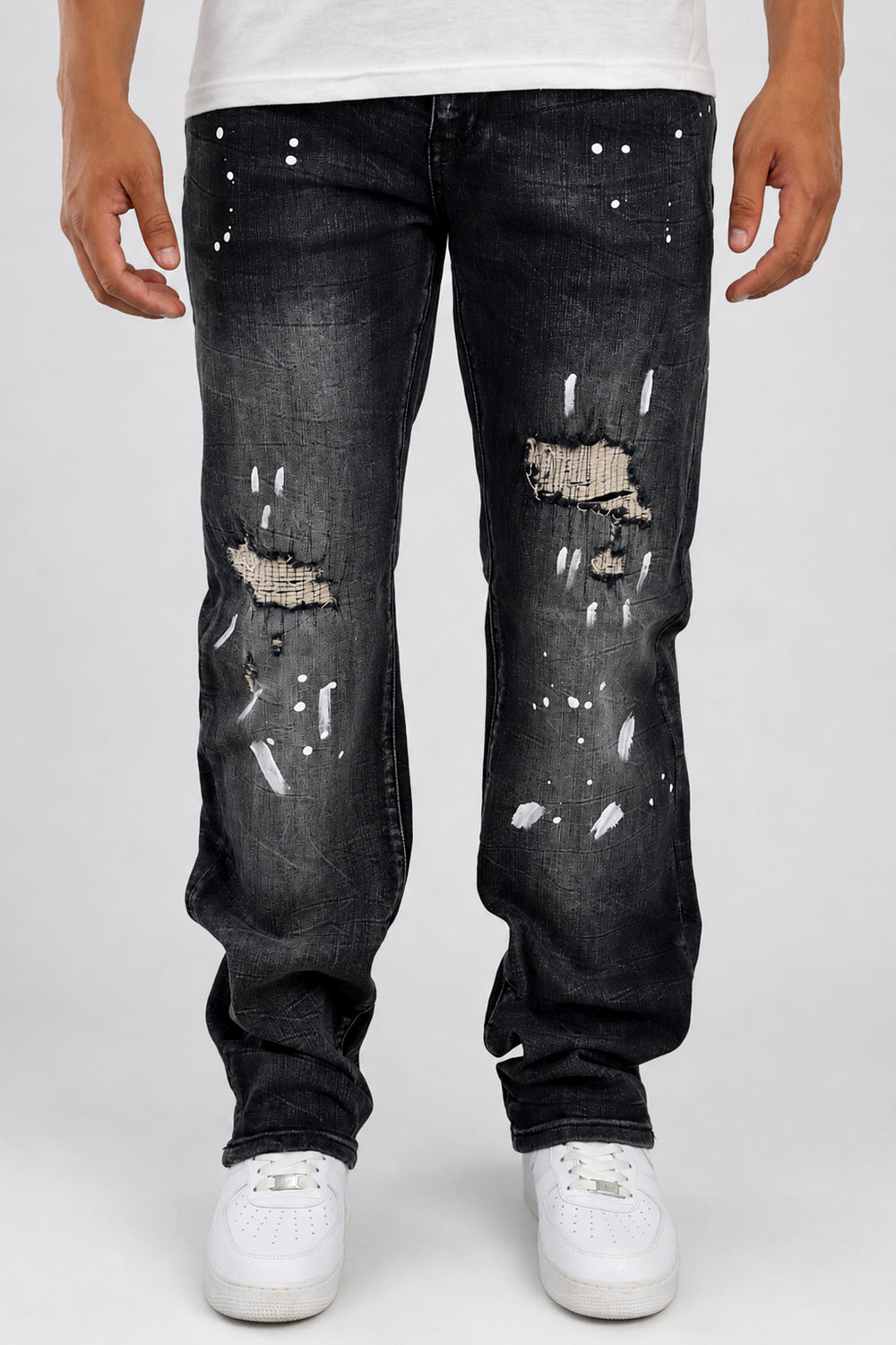 Legacy Paint Drip Relaxed Fit Denim (Black Wash) (M8823D)