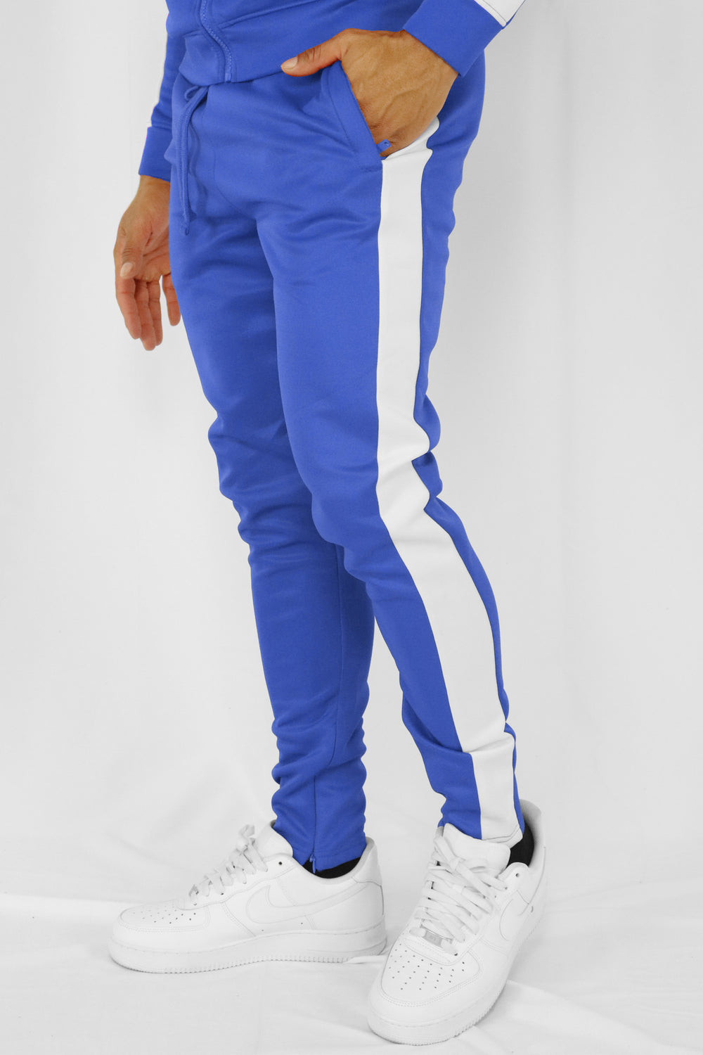 Outside Solid One Stripe Track Pants (Royal - White) (100-402)