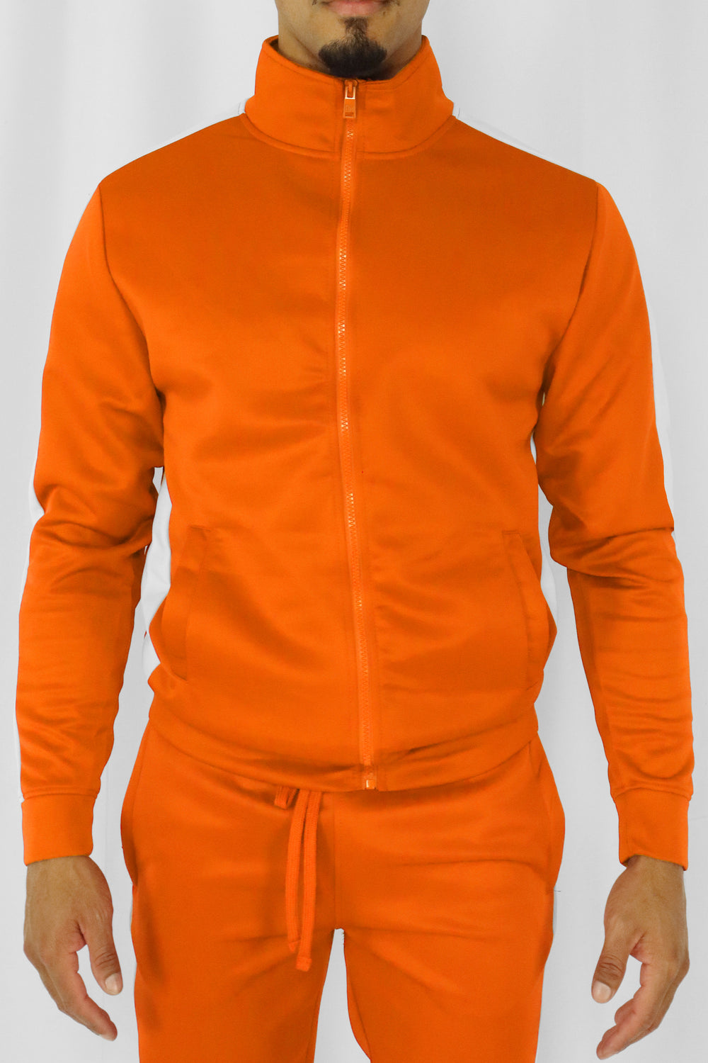 Outside Solid One Stripe Track Jacket Orange - White (100-502) - Zamage