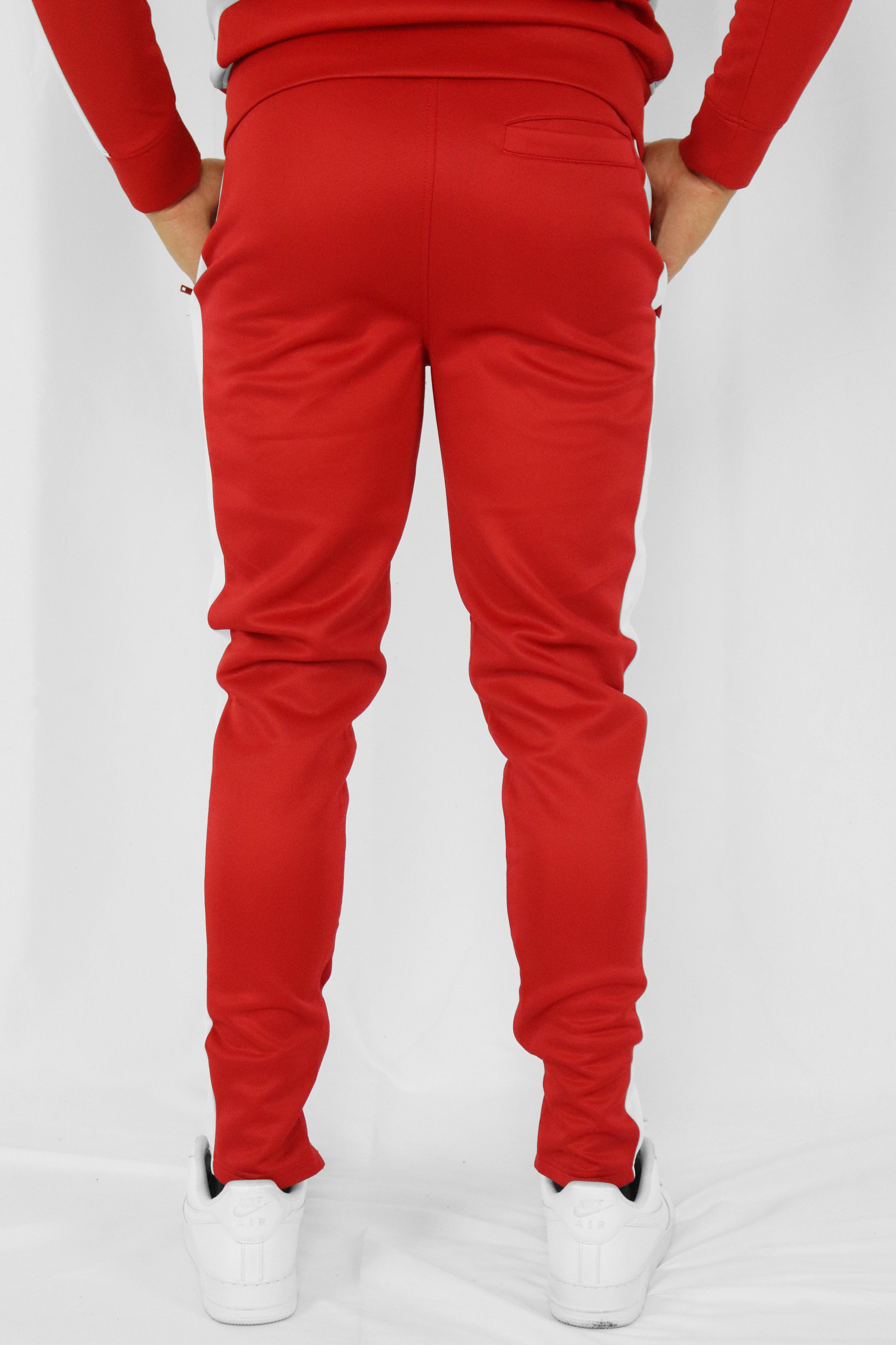 Outside Solid One Stripe Track Pants (Red-White)